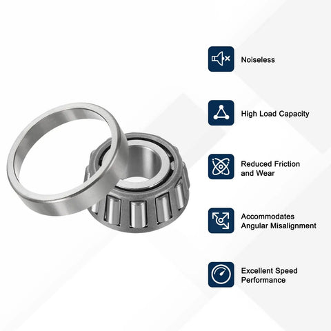 Tapered Roller Bearing Cone And Cup Set For 1.5 Inch Bore, 2.717 Inch Outer Diameter, 1.031 Inch Width, Chrome Steel High Strength Bearing Kit For Heavy Loads, Smooth Spins And Durable Performance, cone and cup set