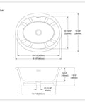 Diagram of Vintage Vitreous China Single Bowl Drop In Bathroom Sink In White With Rear Overflow, dimensions and installation details.