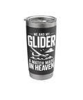 Black Sailplane Pilot Insulated Stainless Steel Tumbler For Glider Enthusiasts And Soaring Fans with glider design and text.