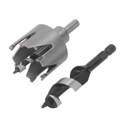 Heavy Duty Door Lock Installation Kit With 6 Blade Carbide Hole Saw For Wood And Metal Includes Auger Bit To Cut Precise Deadbolt Holes In Minutes No Splintering Or Slipping Guaranteed Pro Results. 54mm carbide hole saw and auger bit