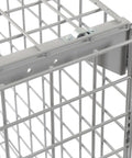 Close-up of the latch on the Rock Solid One Tier Two Door Wire Mesh Security Locker with height adjustable shelf.