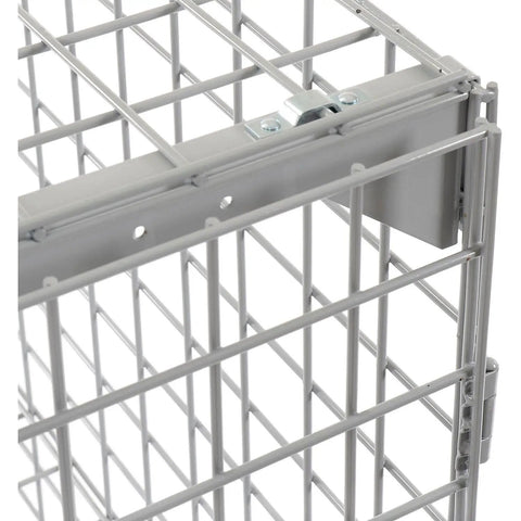 Close-up view of the lockable gray steel wire mesh of Rock Solid One Tier Two Door Wire Mesh Security Locker Cabinet.