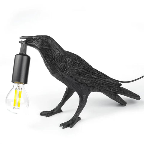 Raven Desk Lamp Dope Resin LED Bird Light For Bedroom Office Living Room Farmhouse Decor Plug In With A Soft Ambient Glow And Dope Detailing