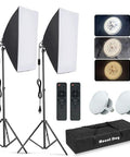 Softbox Lighting Kit For Studio Portraits And Product Shots, Dual 19.7 By 27.5 Inch Light Boxes, 2x 85W 5700K LED Bulbs With E27 Sockets And Remote, Pro Grade Fashion Photography Setup