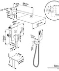 Size chart for Rain Shower System With 10 Inch Wall Mount Faucet Waterfall Bathtub Spout Handheld Spray Rough In Valve And Trim Kit Chrome Polished High Pressure Water Saving Bath Shower Set For Luxury Homes.