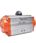 Heavy Duty AT125 Pneumatic Actuator Double Acting Spring Return Air Cylinder for 90 Degree Rotary Motion, front view.