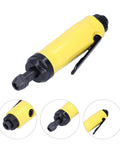 Compact Mini Air Angle Die Grinder 22000 RPM Pneumatic Power Tool with a yellow comfort grip and quick connect fitting.