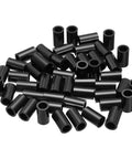 50Pcs ABS Round Spacers 8mm ID 12mm OD 20mm High Black Nylon Washers Stud Spacers For M8 Screws Bolts Barrels, Unthreaded Rubber, Keeps Panels Level And Prevents Bending, Twisting, And Short Circuits., black ABS round spacers in a pile