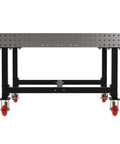 Bombproof Welding Fixture Table With Locking Casters Rock Solid 60 By 60 Laser Etched Grid And 36 Inch Height showing mobile design and sturdy frame.