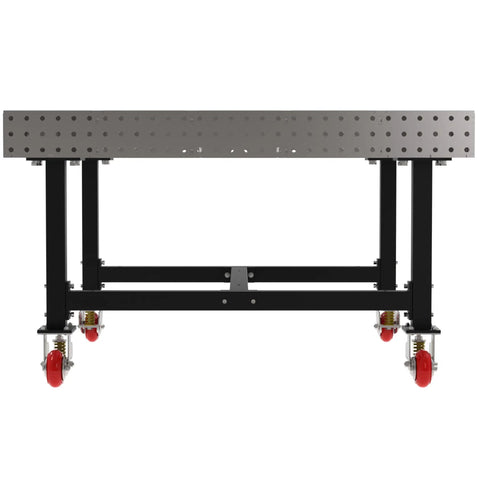 Bombproof Welding Fixture Table With Locking Casters Rock Solid 60 By 60 Laser Etched Grid And 36 Inch Height showing mobile design and sturdy frame.