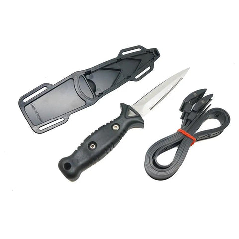 Titanium Talon Spearfishing Dive Knife 8.5 Inch Black Blade With Low Volume Point Tip Full Tang Stainless Steel Straps Included