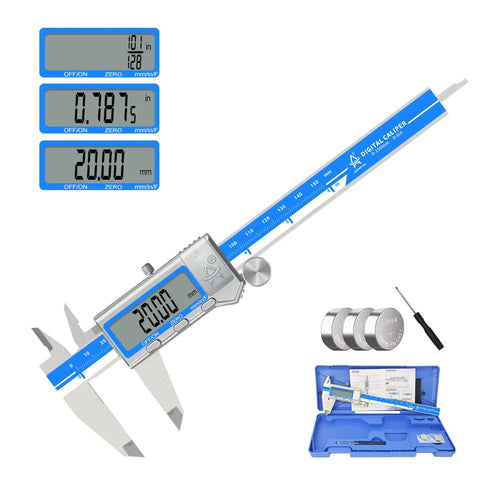 6 Inch Digital Caliper With Large LCD Screen Stainless Steel Vernier Caliper Auto Off Inch Millimeter Fraction Conversion Industrial Grade Measuring Tool For Precision And Easy Readouts with accessories.