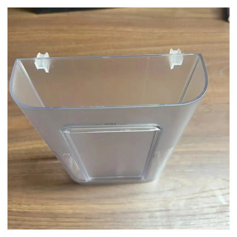 Water Tank And Cover For F111 EN500 Capsule Coffee Machine Replacement Parts To Stop Leaks Boost Water Storage Easy Install Durable BPA Free OEM Quality Perfect Fit, showing top view with clear material and attachment hooks.