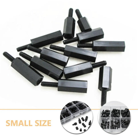 Nylon Standoff And Screw Kit 180 Piece With Nuts For Easy Install Hex Spacers Built For Automotive And Large Projects No Fuss Quick Install Durable Hardware Set For DIY Electronics And Mounting Needs, small black nylon spacers