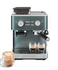 Semi Automatic Espresso Machine With Built In Burr Grinder In Juniper Color, Metal Clad Build For Durable, Pro Style Performance
