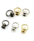 120 Pcs Screwback Round Head Rivets With Pull Ring Studs For DIY Leather Craft shown in black, gold, and silver, 8mm Zinc Alloy Hardware.