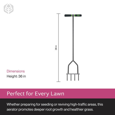 IM7C Spike Grass Aerator For Lawn Health With Long Handle And Cushioned Grips Pro Grade Powder Coated Steel Construction, 36 inches tall