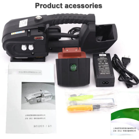 Game Changer Handheld Electric Strapping Machine With A Quick Charge 4000mAh Battery Auto Hot Melter For PP PET Banding accessories.