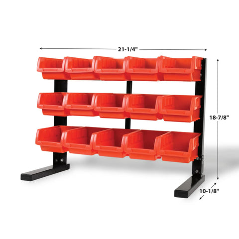 Heavy Duty 15 Bin 3 Tier Table Top Storage Organizer Rack With Wall Mount Brackets Removable Bins Powder Coated Steel