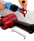 Pro Grade Beefy Double Head Sheet Metal Nibbler Cutter with handle and wrench for straight and curve cuts on metal sheet