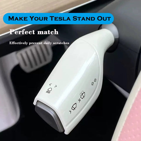 Tesla Model 3 And Model Y Steering Lever Cover Gear Shift Slick Decorative Cover White ABS Interior Accessory With Precise Fit