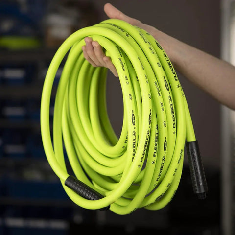 Heavy Duty Air Compressor Hose Pack Of Ten Delivering Fifty Foot Runs With One Quarter Inch Mnpt Fittings Offers Hella Flexible Zero Kink Design.