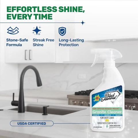 Biobased Granite Counter Cleaner With Plant Powered Formula Food Safe For Kitchens Streak Free Shine On Granite Marble And Quartz