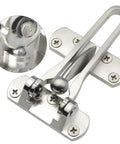 Close-up of 2 Pack Front Door Latch Guard Lock Set for Inward Swing Doors in thick aluminum alloy satin nickel finish
