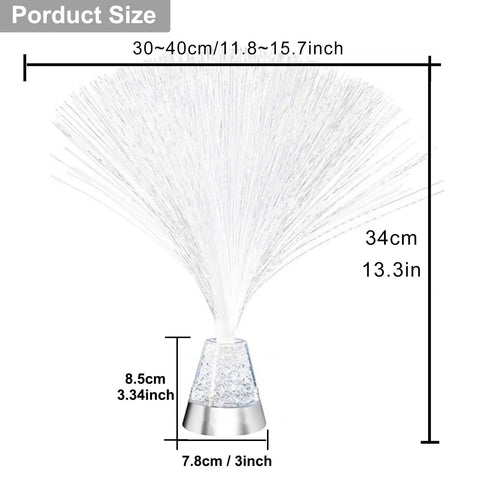Product dimensions of Remote Control Fiber Optic Party Lantern LED Table Centerpiece With Multicolor Changing Lights shown in image.