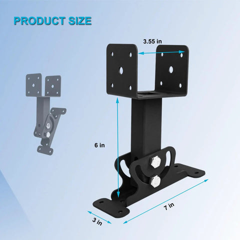 Three Piece Roof Riser Brackets Kit For Pergola And Gazebo Beefy Heavy Duty 3-1/2 Inch Saddle Mounts Black Powder Coated Stainless Steel Outdoor Wood Post Roof Brackets