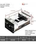Heavy Duty 4 Inch Self Centering Vise Shop Tough Build With Concentric Parallel Jaws Dead Nuts Grip For Pipes And Round Stock Quick Bench Install showing dimensions and specifications.