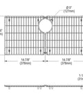 Diagram of Stainless Steel Bottom Grid For Sink Bowls, Custom Fit 14-7/16 In By 29-15/16 In By 1-1/4 In with dimensions.