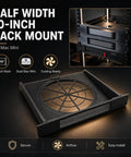 Slick Half Width Mac Mini Rack Mount For 10 Inch Server Cabinet Secure Screw In Bracket For Home Lab Network Setup view of the durable black plate.