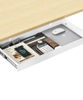 Kick Clutter To The Curb With This Sleek White Slide Out Under Desk Drawer Featuring Smooth Ball Bearing Slides And Solid Carbon Steel Build For Tidy Home Office Storage, holding office supplies.