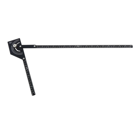 Heavy Duty Anodized Aluminum Angle Finder Protractor 0 To 180 Degrees For Tube And Sheet Metal Bending Layout With Quick Twist Lock Knob 20 Inch Arm, black ruled layout tool.