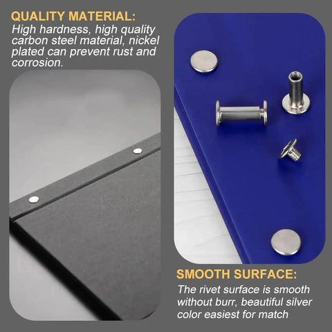 Top Drawer Nickel Plated Chicago Binding Screw Kit Holding 230 Pieces Of Assorted Post Extenders With Phillips Heads for heavy duty leather work.