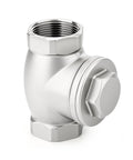 Swing check valve, 1-1/2 in NPT female, stainless steel, backflow prevention, threaded unions.