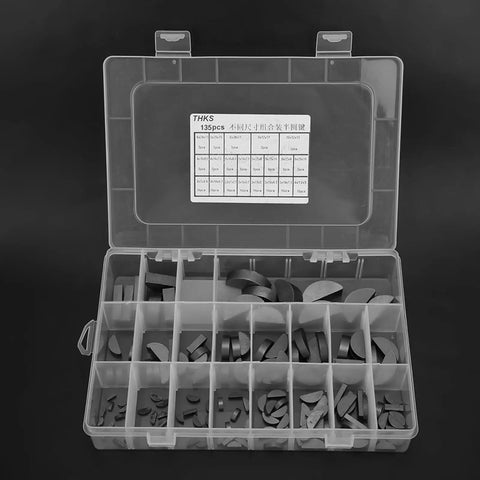 135 Pcs Woodruff Key Set With 21 Types For Flywheel Pulley And Crank Shafts All In One Assortment Kit open storage box