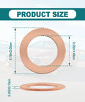 15 Pack Copper Oil Drain Plug Gaskets And Crush Washers For 14mm Fittings, Leak Proof Seals, dimensions displayed