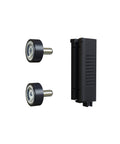Components of the WMB-230 Magnetic Wall Mount Retractable Belt Barrier for Tight Spaces, including screws and mount bracket