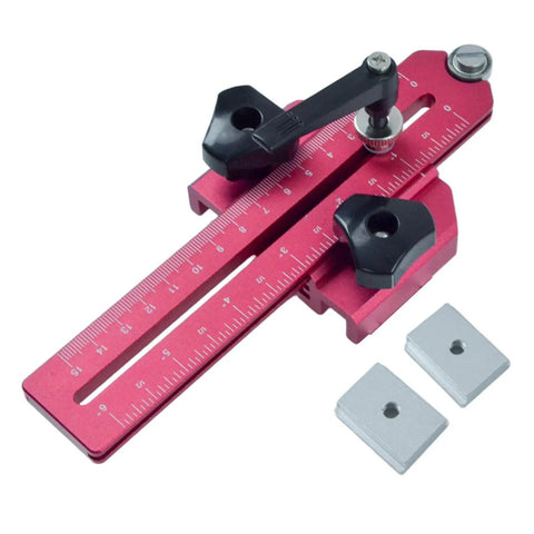 Pro Grade Aluminum T Track Jig For Precise Woodworking Cuts On Tablesaw, Bandsaw And Routers; Adjustable range with scale visible