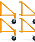 Heavy Duty Scaffold Outriggers Four Pack With Five Inch Lock Casters Built For Baker Style Frames on a white background.