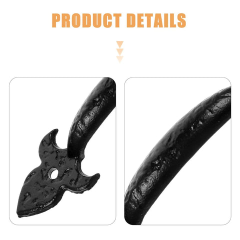 Close-up of Vintage Iron Cabinet Handle Drawer Pull For Wardrobe And Furniture Replacement Rustic Metal Pull Handle For Kitchen Cabinets And Dressers Retro Old School Style Door Hardware showing black iron detail and texture.
