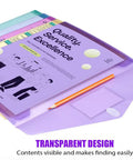 10 Pack Clear File Folders With Transparent Envelopes, Assorted Color Poly Document Folders With Label Pockets For Letter And A4 Size Papers, Perfect For School Office And Home Organization And Color Coding Made Easy, showing a stack with documents inside.