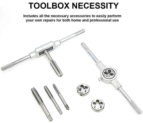 Tap And Die Set 40 Piece Alloy Steel For Cutting External And Internal Threads In SAE Inch Sizes Create New Threads Or Repair Damaged Threads Heavy Duty Tool Kit For Mechanics And DIY Enthusiasts