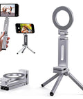 Aluminum Magnetic Phone Tripod For iPhone 12 Through 16 Pro Max Series, Mini Folding Stand With 360-Degree Adjustable Clip