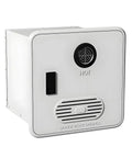 12 Volt Propane Tankless Water Heater For RV Camper With Instant On Demand Hot Water Continuous Flow Game Changer For Road Trips Superior Performance And No Sweat Campground Showering white unit with controls and vents.