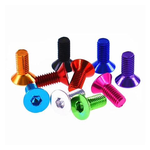 Assorted color anodized M3 aluminum hex-socket countersunk screws set, 10 pcs