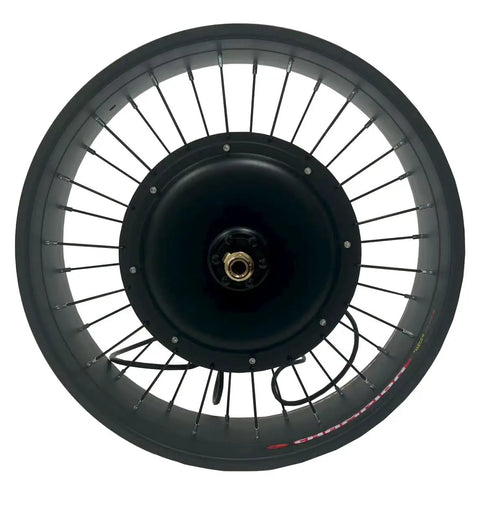 Close-up of Beast Mode Fat Tire Electric Bike Kit 48-72V 2000W Front Hub Motor with 135mm Dropout for all terrain rides