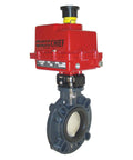 Built Like A Tank Pvc Butterfly Valve Four Inch Pipe Size With Industrial Grade Durability And Straight Shooting Flow Control For Zero Hassle Plumbing Projects, red actuator.